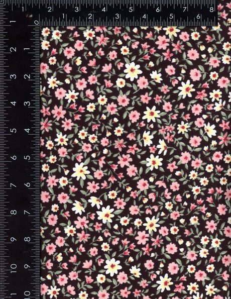 NFF210322-009 BLACK/ROSE BLACK DTY BRUSHED PRINTS FLORAL ITEMS PINK