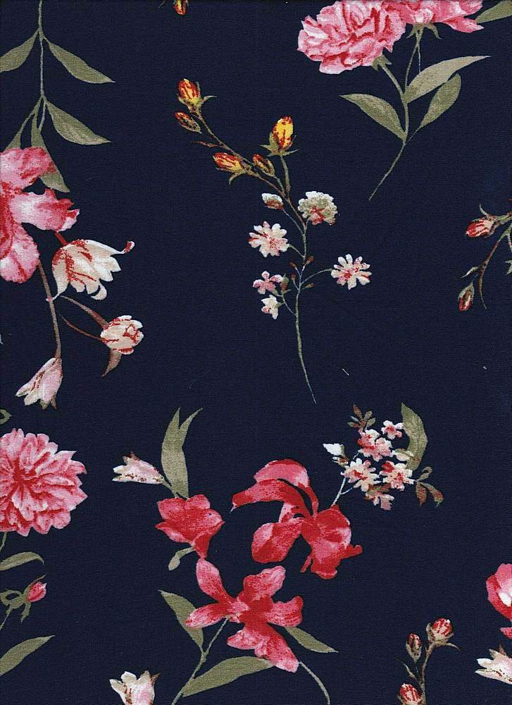 Fabric Wholesale Depot SUPER SOFT POLYESTER SPANDEX DBP / DTY BRUSHED STEMMED FLORAL [NFF181029-009].