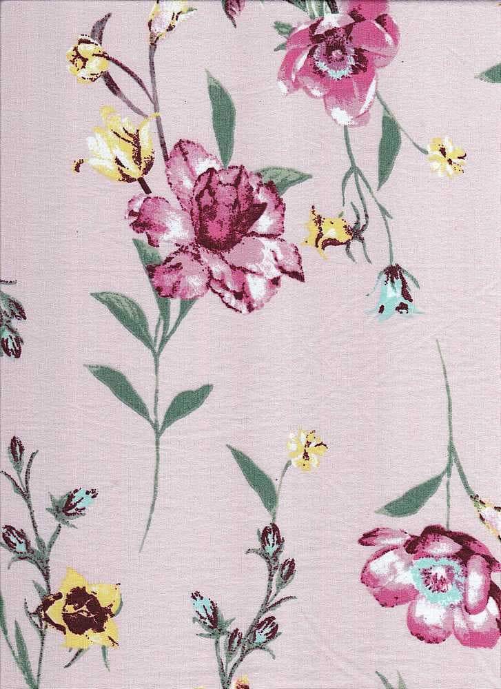 Fabric Wholesale Depot SUPER SOFT POLYESTER SPANDEX DBP / DTY BRUSHED STEMMED FLORAL [NFF181029-009].