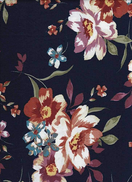 Fabric Wholesale Depot SUPER SOFT POLYESTER SPANDEX DBP / DTY BRUSHED FLORAL [NFF191046-009].