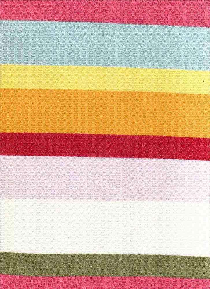 Fabric Wholesale Depot MULTICOLOR STRIPE PRINTED ON POLYESTER RAYON SPANDEX WAFFLE NFS190712-038.