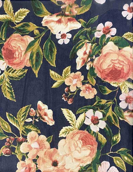 NFF190630-037 NAVY/ROSE HI-MULTI CHIFFON FLORAL PRINTS NAVY