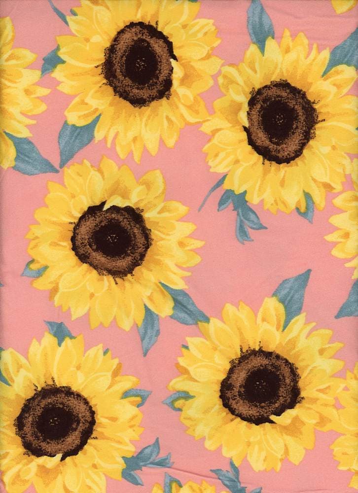 Fabric Wholesale Depot SUPER SOFT POLYESTER SPANDEX DBP / DTY BRUSHED BIG SUNFLOWER [NFF201027B-009].