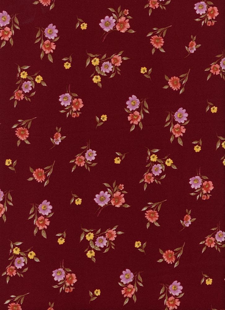 NFF190237C-009 BURGUNDY DTY BRUSHED PRINTS FLORAL ITEMS RED