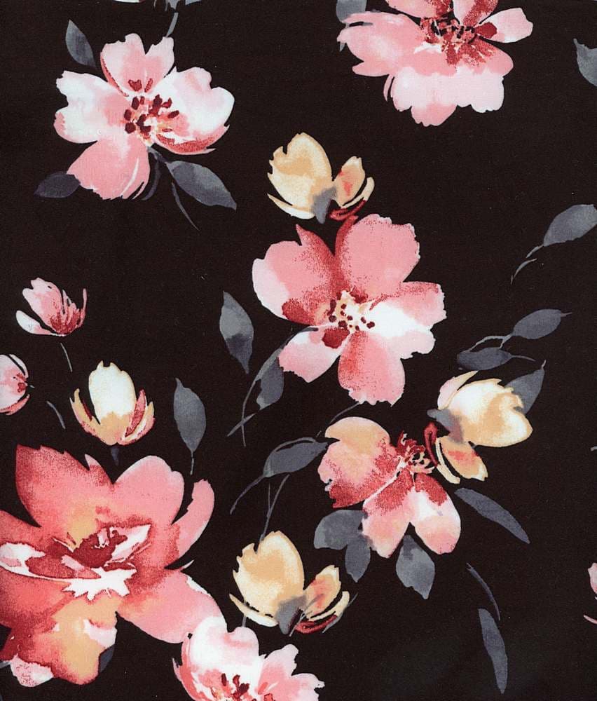 NFF210418-009 BLACK BLACK DTY BRUSHED PRINTS FLORAL ITEMS