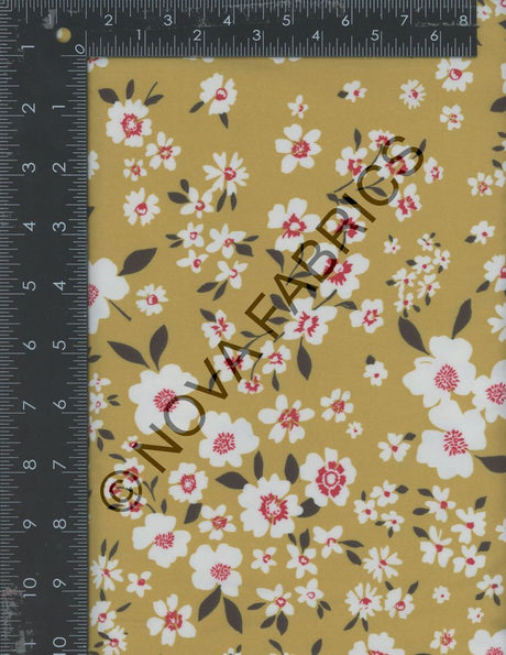 NFF221212-009 MUSTARD DTY BRUSHED PRINTS FLORAL