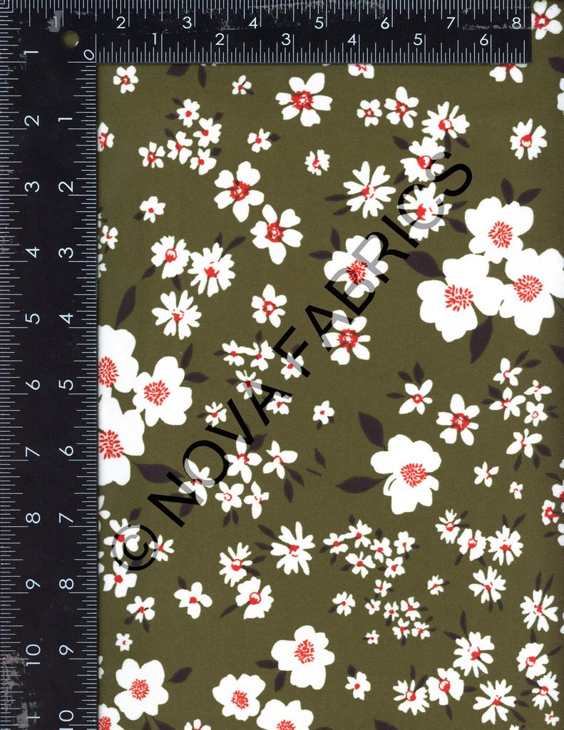 NFF221212-009 OLIVE DTY BRUSHED PRINTS FLORAL