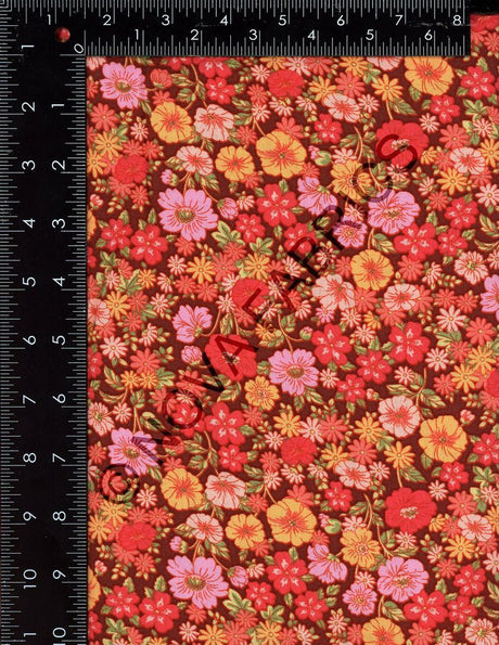 NFF210409C-011 C12/RED BROWN FLORAL PRINTS RAYON CHALLIS