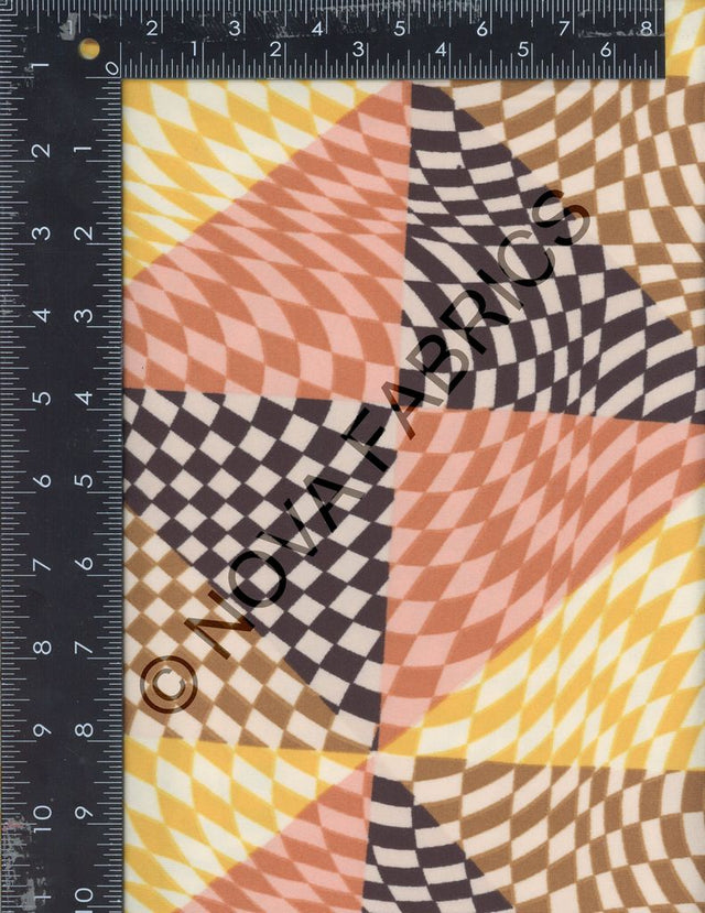 NFG221111B-009 C3/MUSTARD/RUST CONVERSATIONAL PRINTS DTY BRUSHED GEOMETRIC