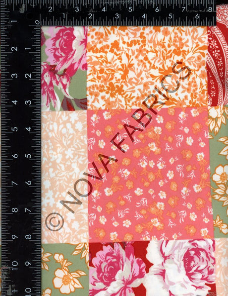 NFP210812B-009 C10/PEACH/SAGE DTY BRUSHED PRINTS FLORAL